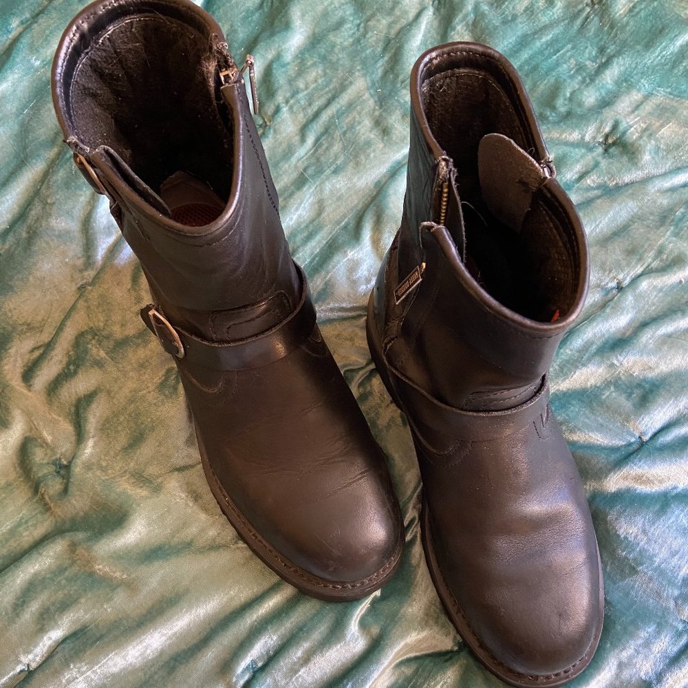 Harley Davidson Black Leather Double Buckle Boot Size 10